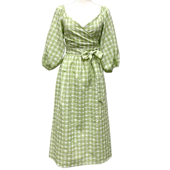 Petal‎ & Pup Tana Smocked Wrap Midi Dress Size 2 Puff Sleeve Cottagecore Trad - Picture 12 of 13